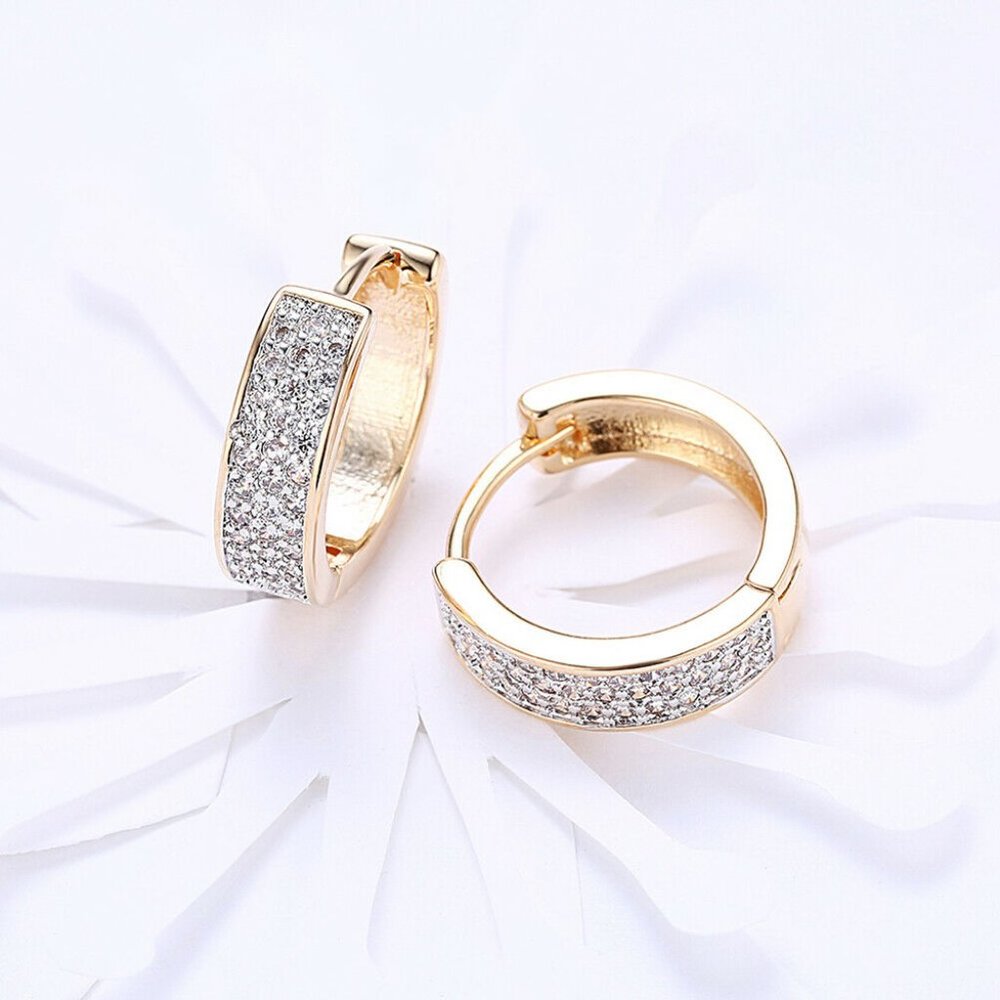 New 18K Gold Plated Huggie Hoops Earrings Italy - Picture 4 of 5